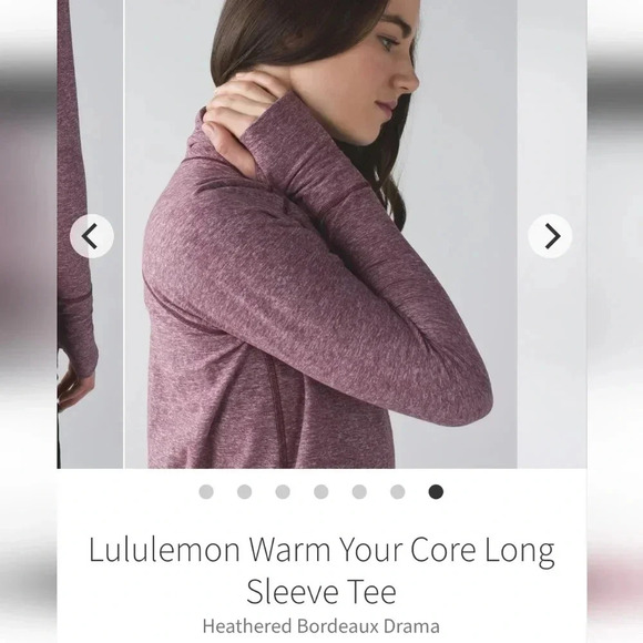 Lululemon Warm Your Core Long Sleeve Pleated Back Bordeaux Burgundy Small - Picture 14 of 16